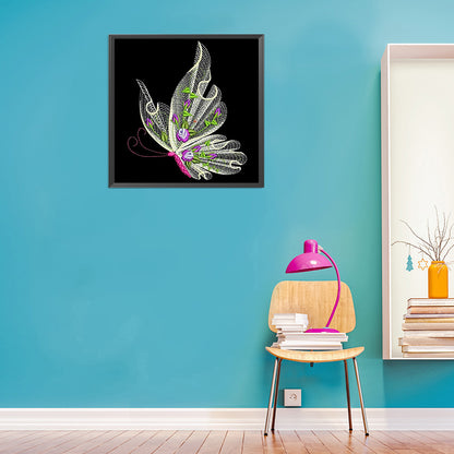 Embroidered Butterfly - Full Round Drill Diamond Painting 30*30CM
