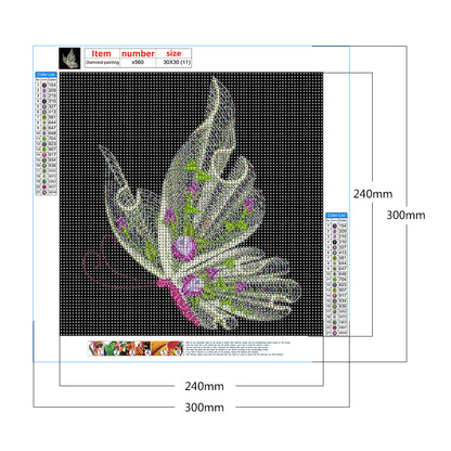 Embroidered Butterfly - Full Round Drill Diamond Painting 30*30CM