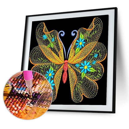 Embroidered Butterfly - Full Round Drill Diamond Painting 30*30CM