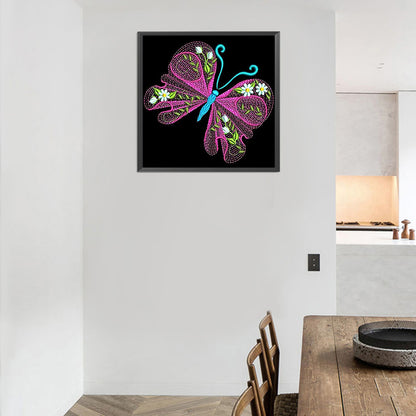 Embroidered Butterfly - Full Round Drill Diamond Painting 30*30CM