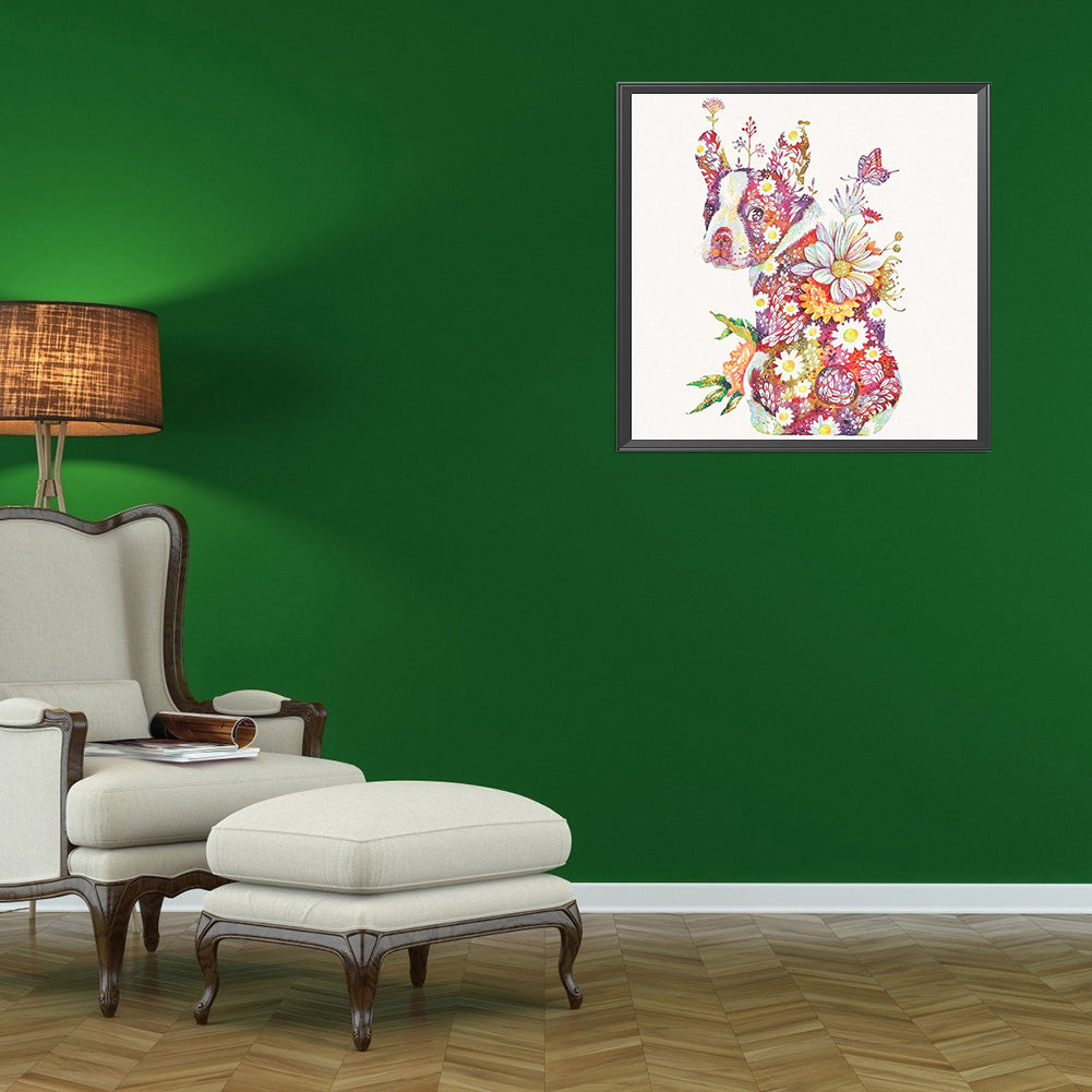 Flower Dog - Full Round Drill Diamond Painting 30*30CM