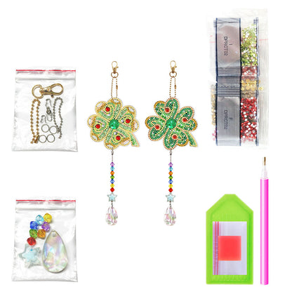 2pcs 5D Diamond Painting Double-sided Drill Pendant Bag Keychain Jewelry