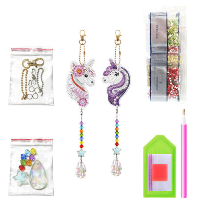 2pcs 5D Diamond Painting Double-sided Drill Pendant Bag Keychain Jewelry