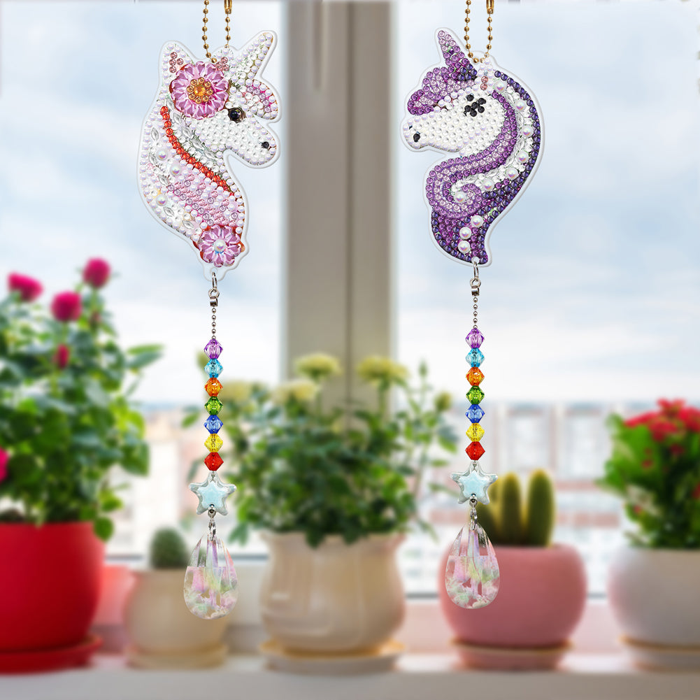 2pcs 5D Diamond Painting Double-sided Drill Pendant Bag Keychain Jewelry