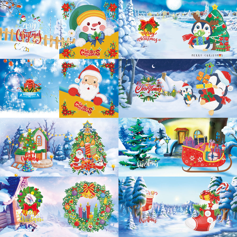 8pcs DIY Diamond Painting Greeting Cards Mosaic Thanks Birthday Postcards