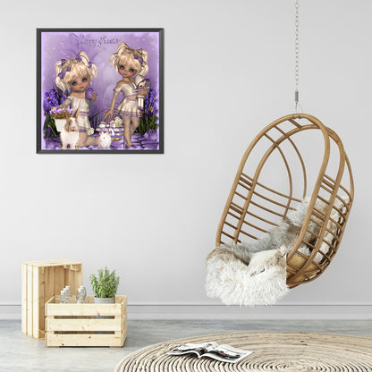 Double Ponytail Girl - Full Round Drill Diamond Painting 30*30CM