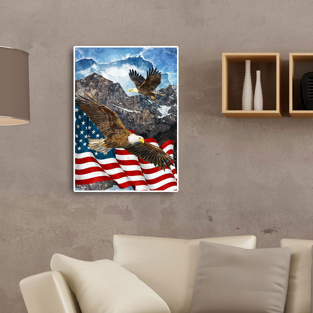 Flag With Eagle - Full Round Drill Diamond Painting 30*40CM