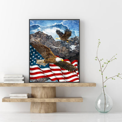 Flag With Eagle - Full Round Drill Diamond Painting 30*40CM