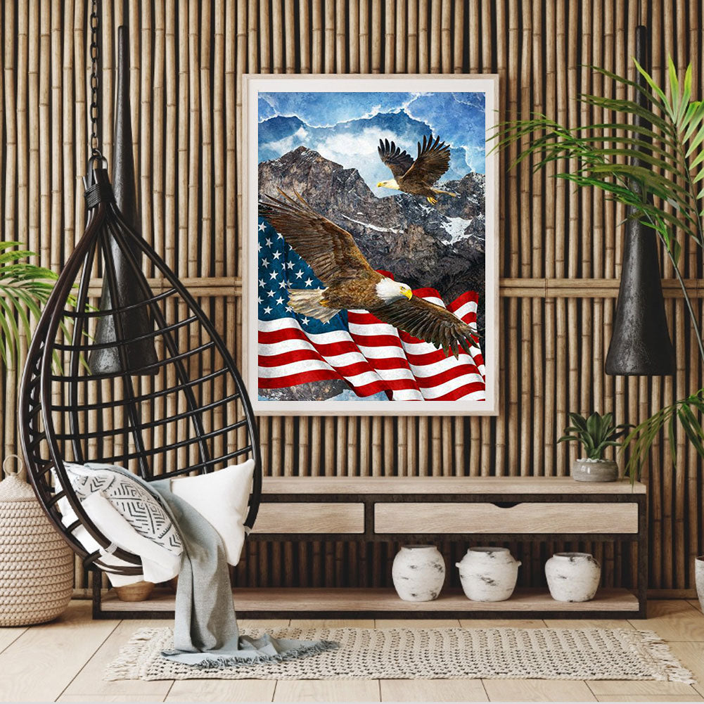 Flag With Eagle - Full Round Drill Diamond Painting 30*40CM