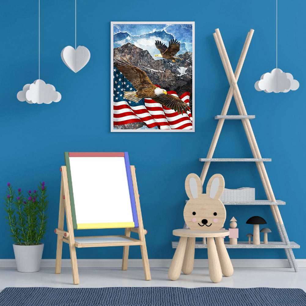 Flag With Eagle - Full Round Drill Diamond Painting 30*40CM