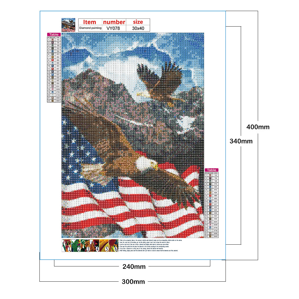 Flag With Eagle - Full Round Drill Diamond Painting 30*40CM