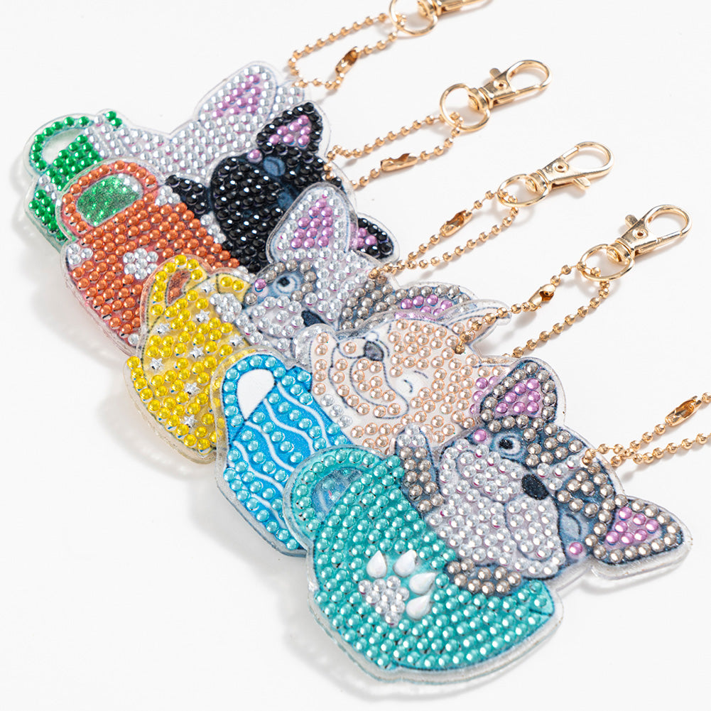 5pcs/set DIY Diamond Painting Keychain Mosaic Keyring Car Hanging Pendant