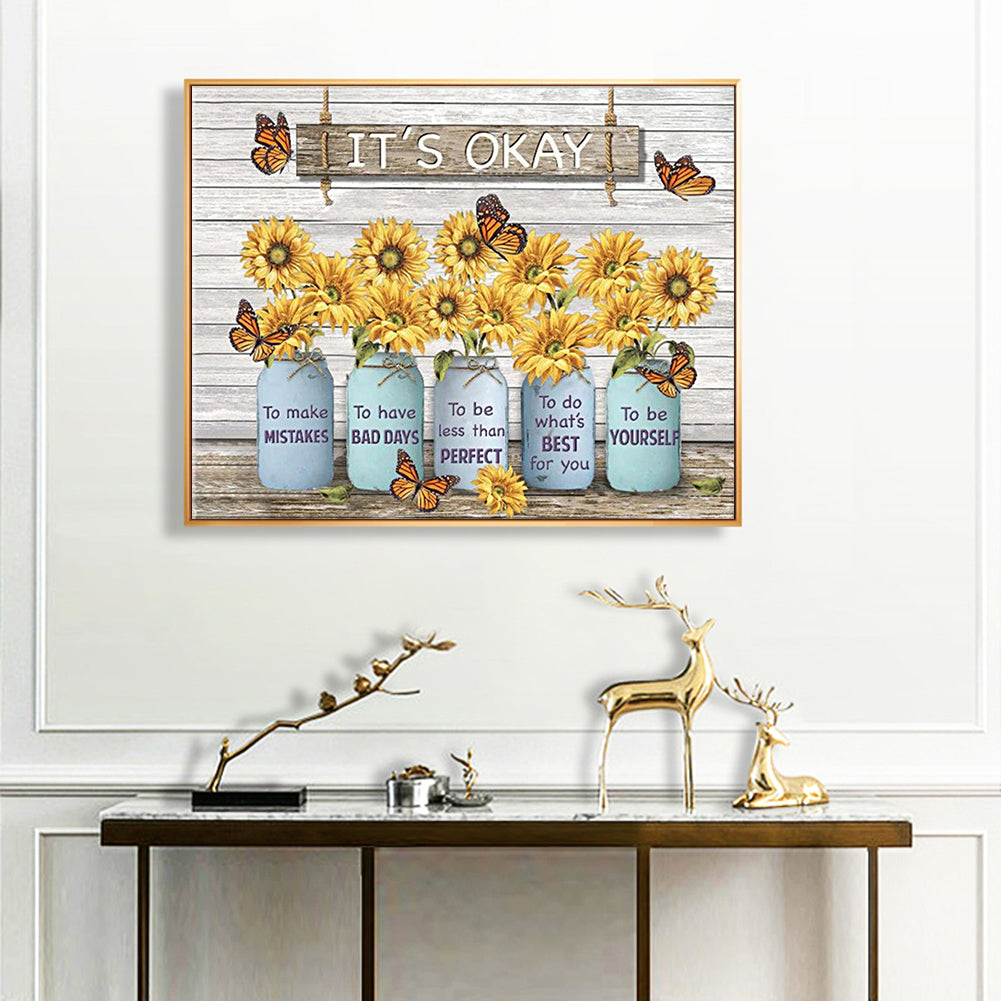 Letters And Flowers - 11CT Stamped Cross Stitch 60*50CM