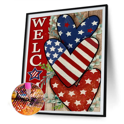 Flag Love - Full Round Drill Diamond Painting 30*40CM