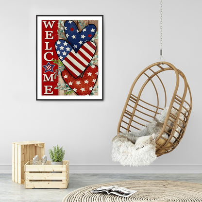 Flag Love - Full Round Drill Diamond Painting 30*40CM