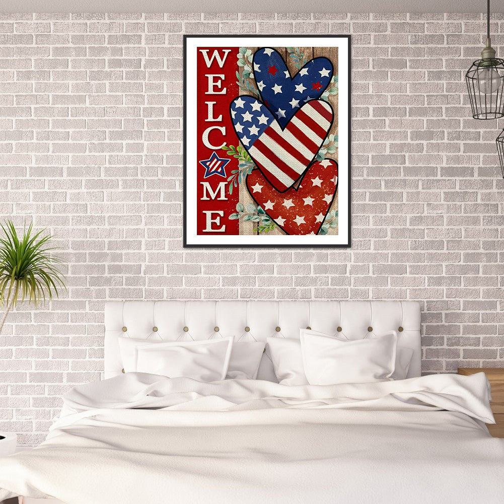 Flag Love - Full Round Drill Diamond Painting 30*40CM