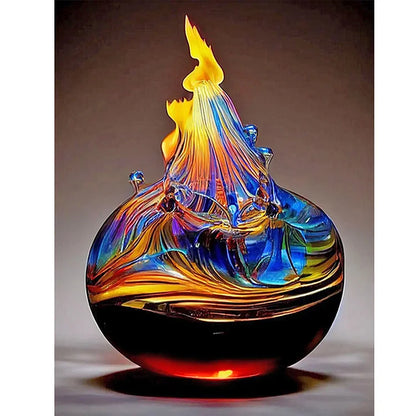 Glass Fire Sculpture - Full Round Drill Diamond Painting  30*40CM