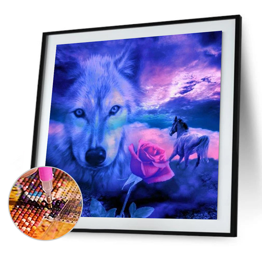 Wolf And Rose - Full Round Drill Diamond Painting 40*40CM