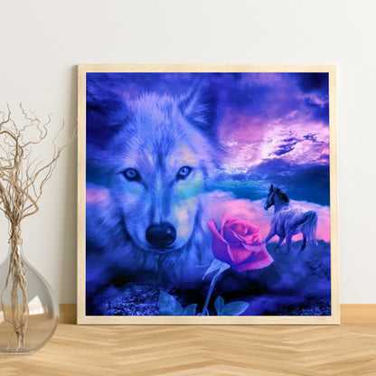 Wolf And Rose - Full Round Drill Diamond Painting 40*40CM