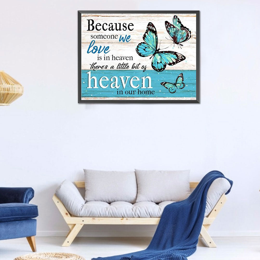 Butterfly Text Illustration - Full Round Drill Diamond Painting 50*40CM