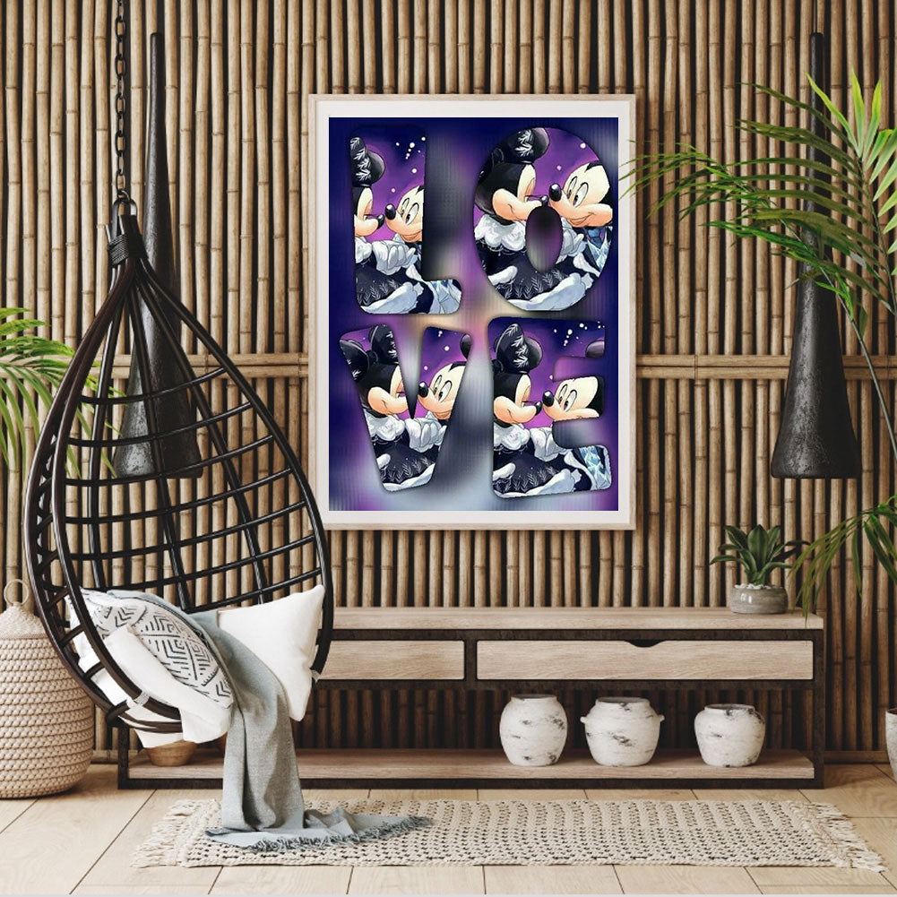 Mickey Mouse Love - Full Round Drill Diamond Painting 40*50CM