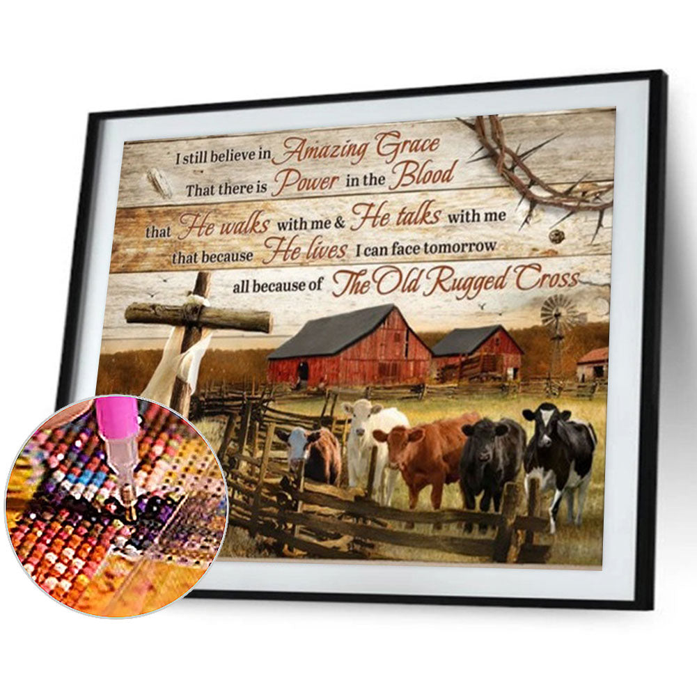 Farm Animals Calligraphy And Painting - Full Round Drill Diamond Painting 50*40CM