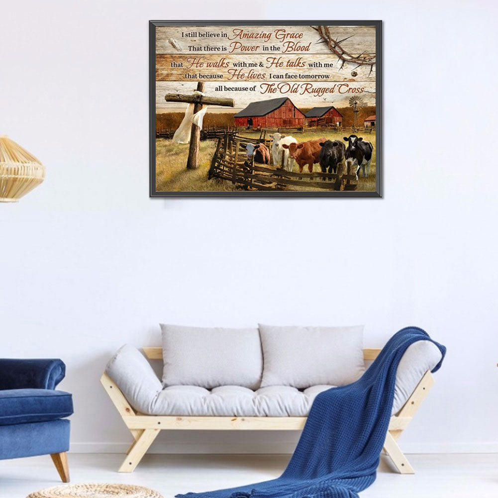 Farm Animals Calligraphy And Painting - Full Round Drill Diamond Painting 50*40CM