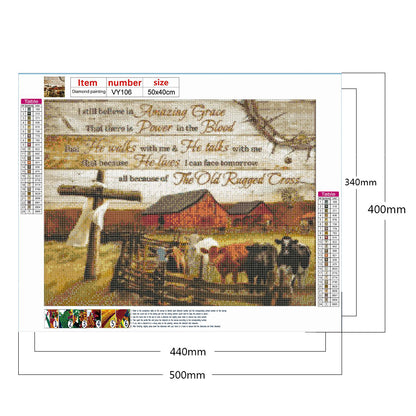 Farm Animals Calligraphy And Painting - Full Round Drill Diamond Painting 50*40CM