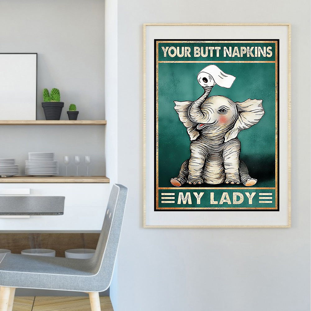 Elephant Handing A Tissue - 11CT Stamped Cross Stitch 40*55CM