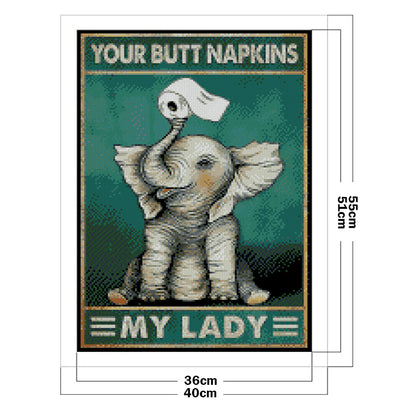 Elephant Handing A Tissue - 11CT Stamped Cross Stitch 40*55CM