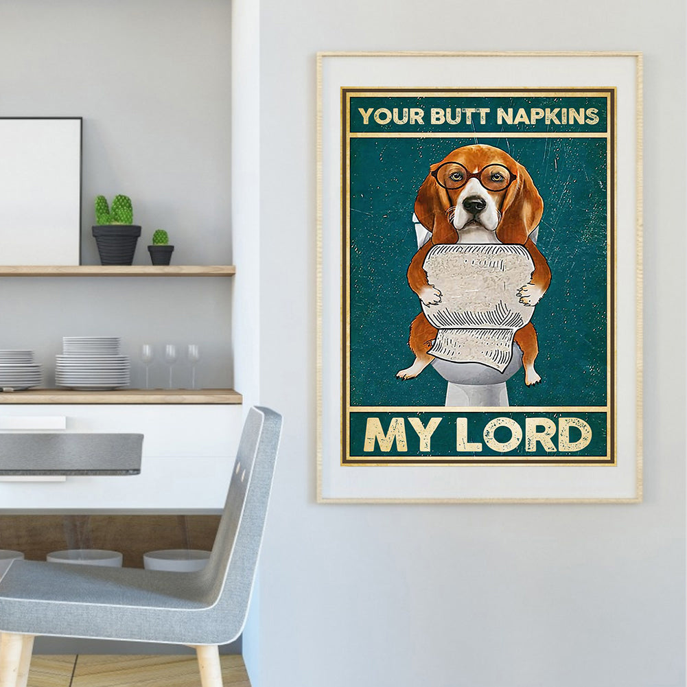 Dog On Toilet - 11CT Stamped Cross Stitch 40*55CM