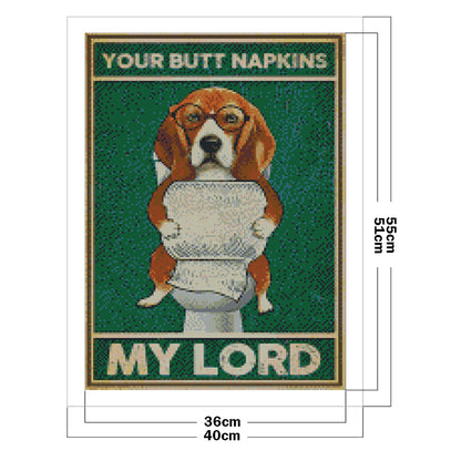 Dog On Toilet - 11CT Stamped Cross Stitch 40*55CM