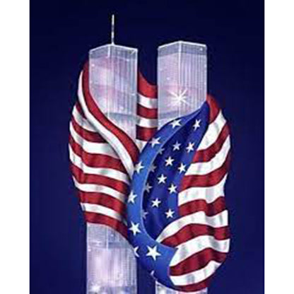 Flag Twin Towers - Full Square Drill Diamond Painting 50*60CM