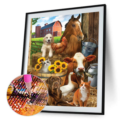 Farm Cows And Horses - Full Round Drill Diamond Painting 30*40CM