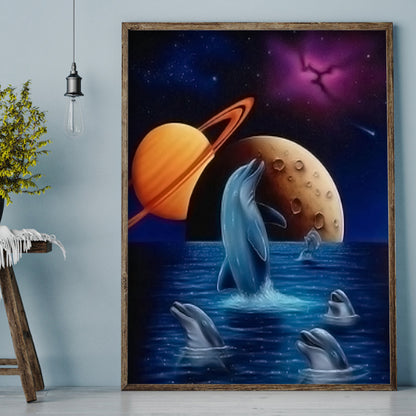 Dolphin - Full Square Drill Diamond Painting 30X40CM