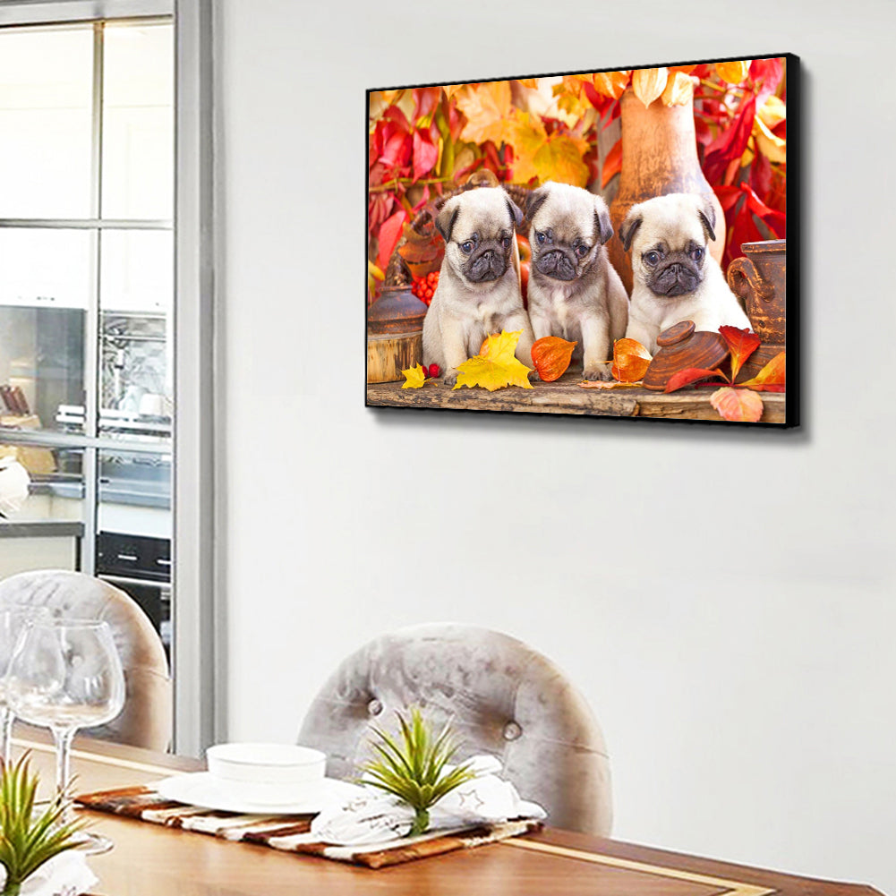 Three Puppies - Full Square Drill Diamond Painting 30*40CM