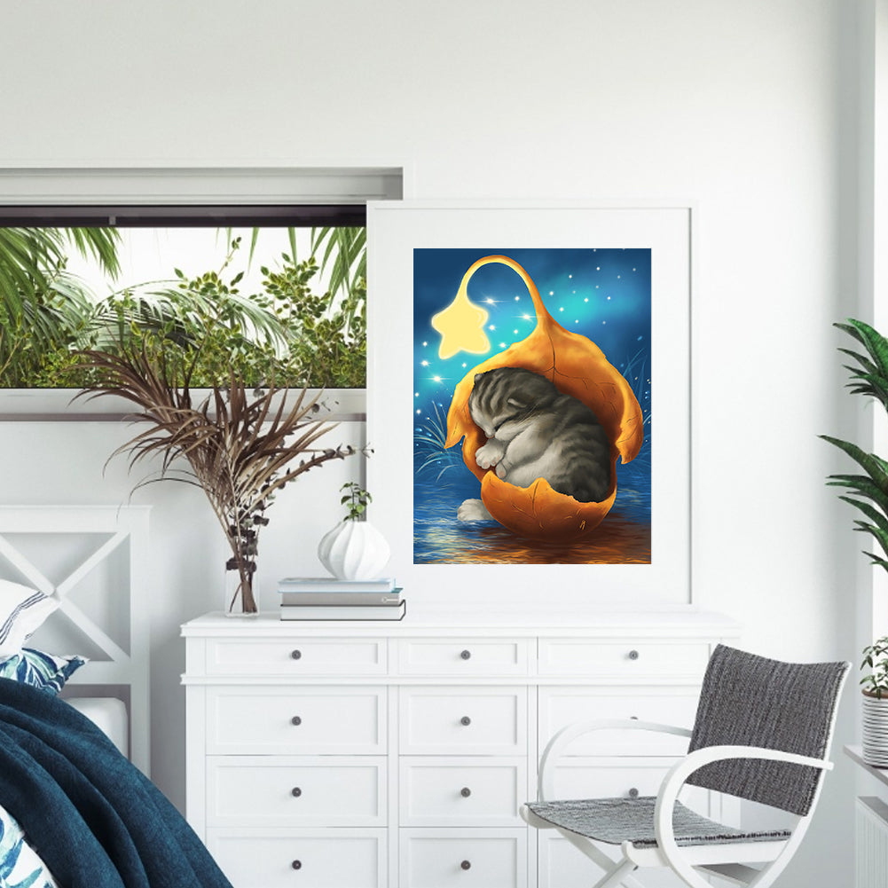 Leaves Cat - Full Square Drill Diamond Painting 30*40CM