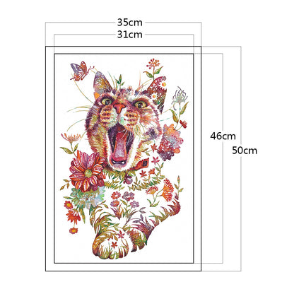 Yawning Cat - 11CT Stamped Cross Stitch 36*50CM