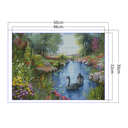 Swan Lake - 11CT Stamped Cross Stitch 50*36CM