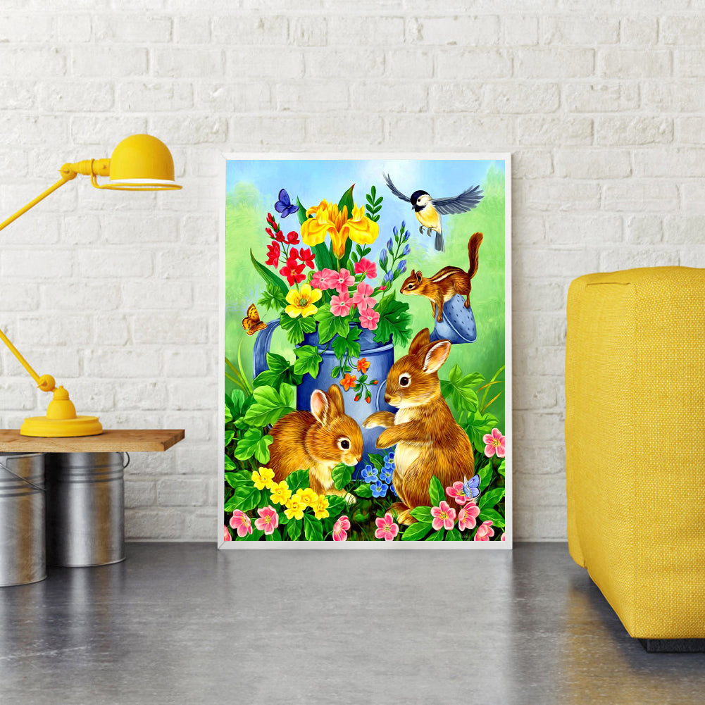 Animals Flowers - Full Square Drill Diamond Painting 30*40CM