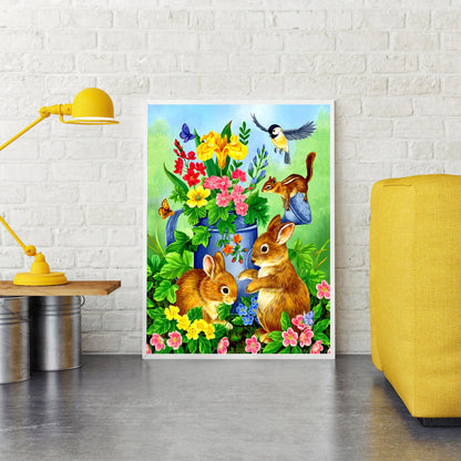 Animals Flowers - Full Square Drill Diamond Painting 30*40CM