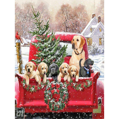 Christmas Puppy - Full Square Drill Diamond Painting 30*40CM