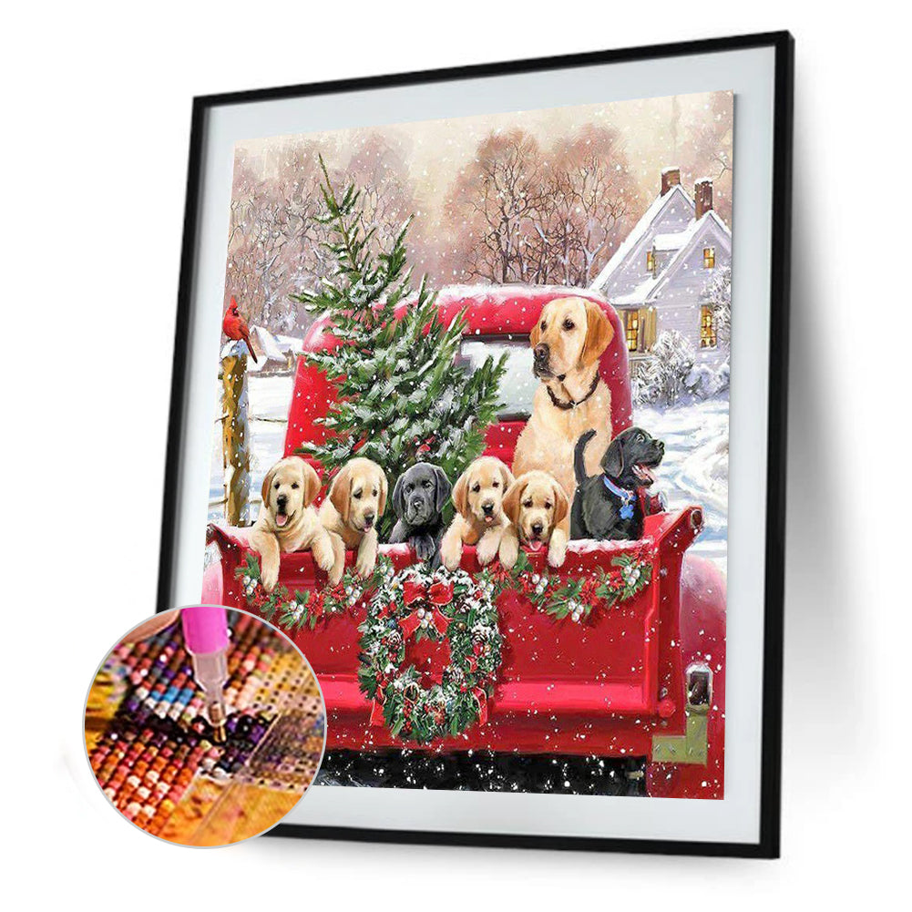 Christmas Puppy - Full Square Drill Diamond Painting 30*40CM