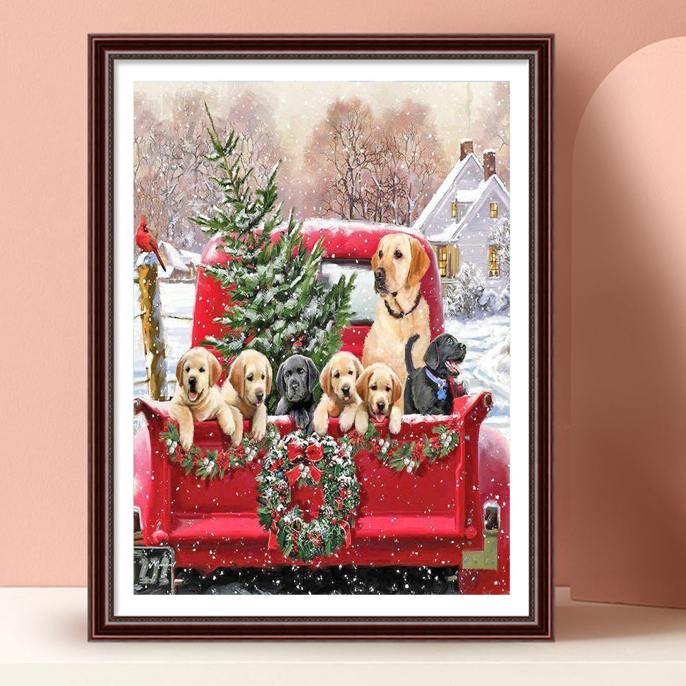 Christmas Puppy - Full Square Drill Diamond Painting 30*40CM