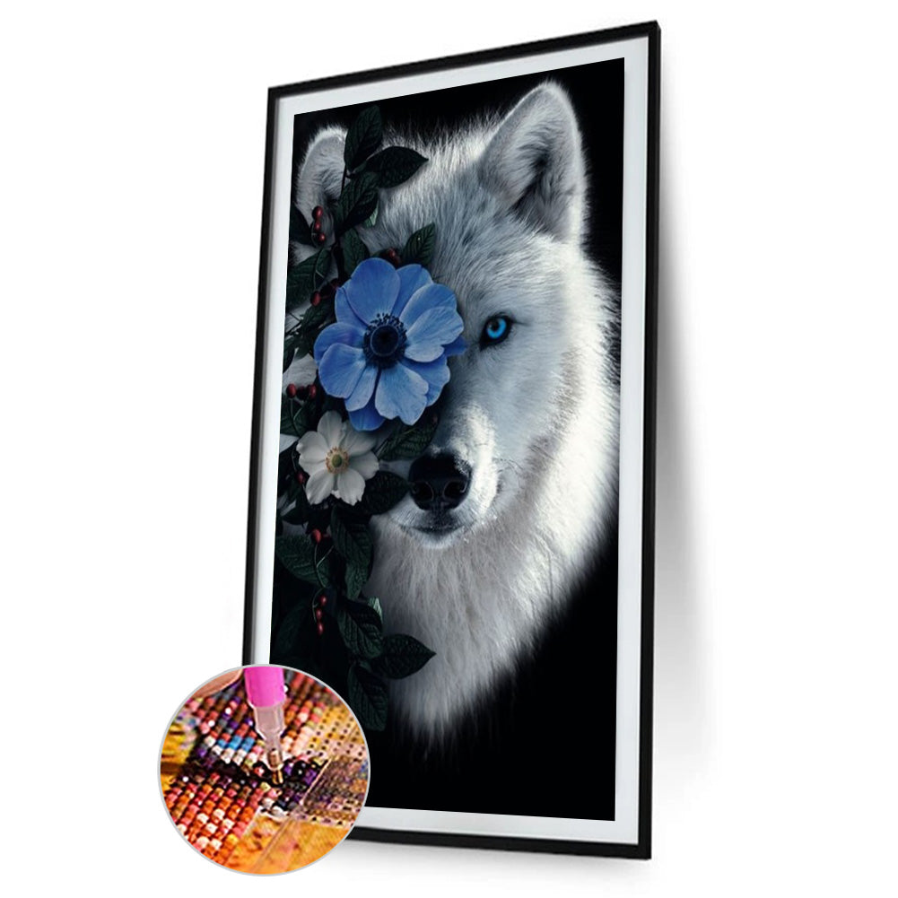 Flower Wolf - Full Round Drill Diamond Painting 40*80CM