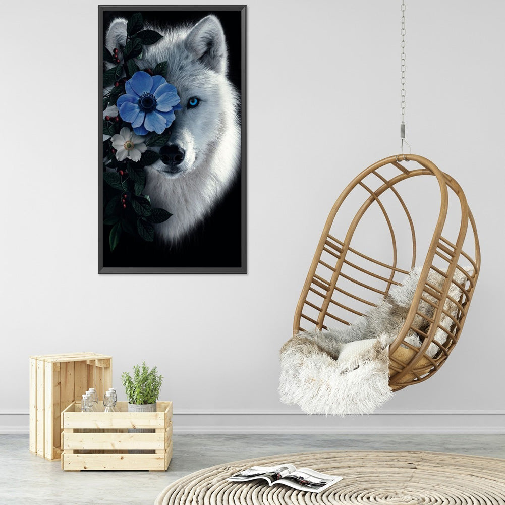 Flower Wolf - Full Round Drill Diamond Painting 40*80CM