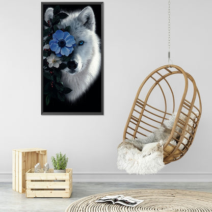Flower Wolf - Full Round Drill Diamond Painting 40*80CM