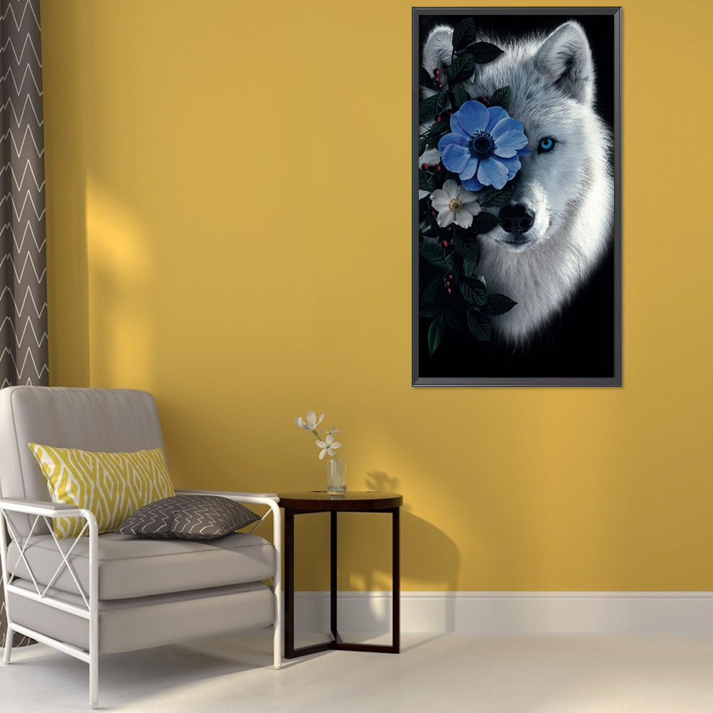 Flower Wolf - Full Round Drill Diamond Painting 40*80CM
