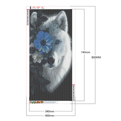 Flower Wolf - Full Round Drill Diamond Painting 40*80CM