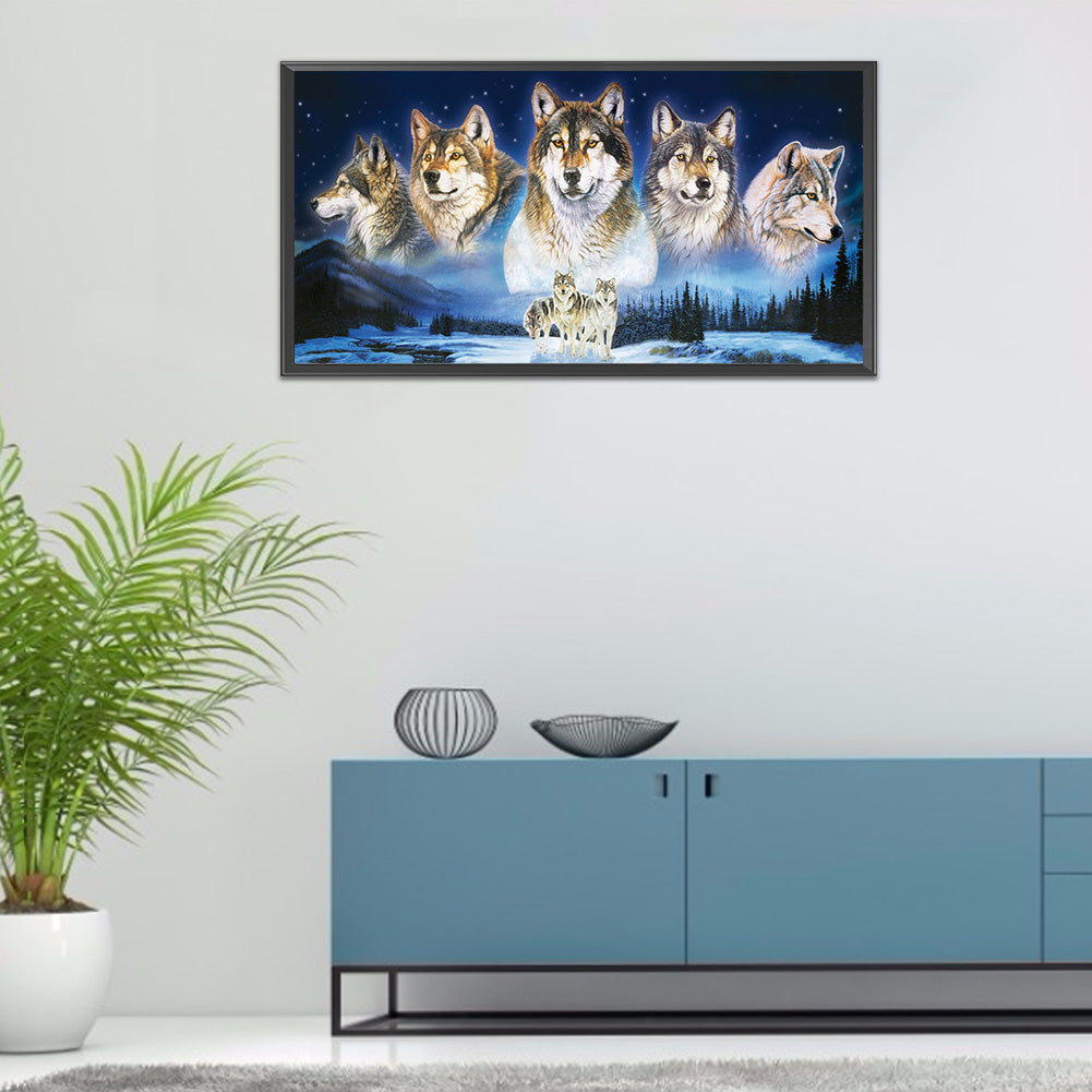 Wolf Pack - Full Round Drill Diamond Painting 80*40CM